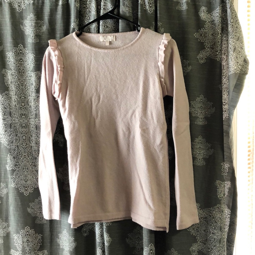 Sweater with shoulder ruffle